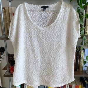 MANGO Open Knit Ivory Top